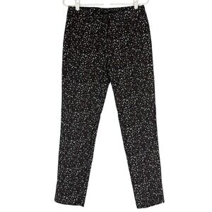 Paz Torras Women Black Red Abstract Mid Rise Stretch Pants Sz 42 US 10 Waist 30